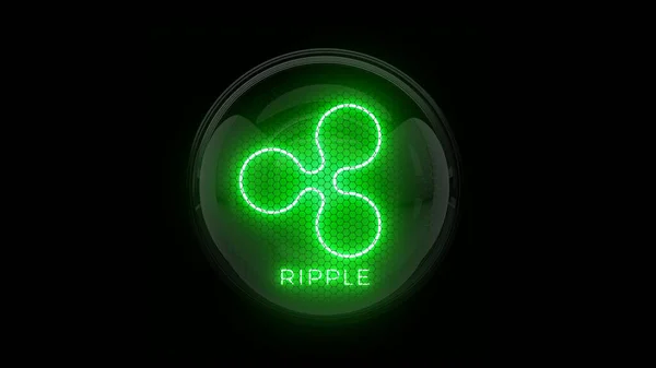 Ripple Coin Xrp Coin Currency Nixie Tube Indicator Gas Discharge — Stock Photo, Image