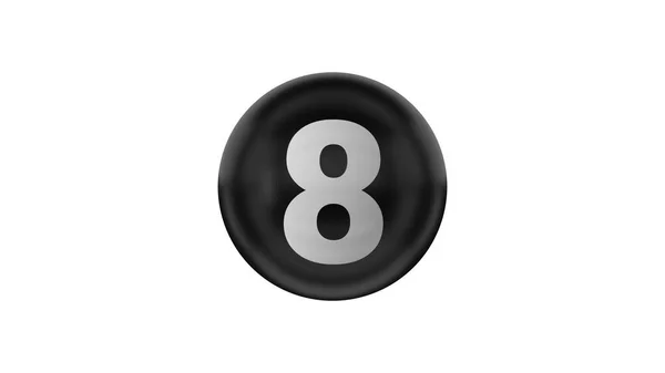 Number Glossy Black Ball Rendering Black Ball White Background — Stock Photo, Image