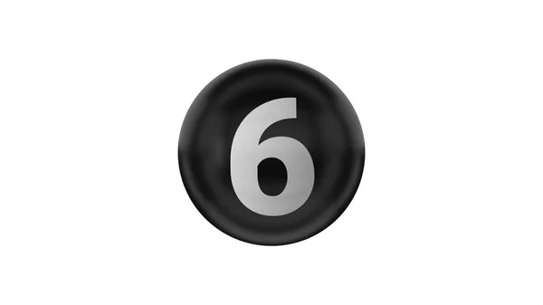 Numéro Sur Boule Noire Brillante Rendu Balle Noire Sur Fond — Photo