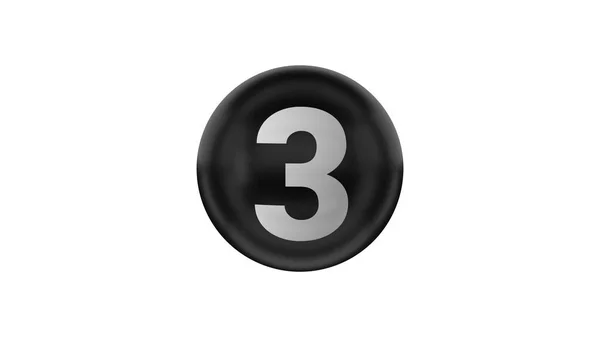 Number Glossy Black Ball Rendering Black Ball White Background — Stock Photo, Image