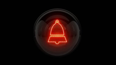 Zil. Alarm çalıyor. Nixie tüp göstergesi. Gaz boşaltım göstergeleri ve lambalar. Üç boyutlu. 3B Hazırlama