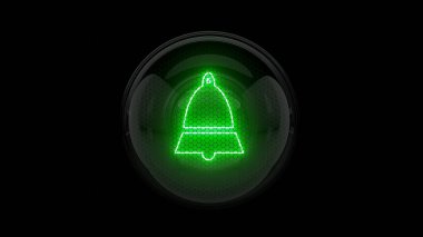 Zil. Alarm çalıyor. Nixie tüp göstergesi. Gaz boşaltım göstergeleri ve lambalar. Üç boyutlu. 3B Hazırlama