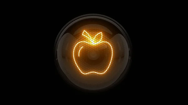 Símbolo Apple Símbolo Fruta Indicador Tubo Nixie Indicadores Descarga Gás — Fotografia de Stock