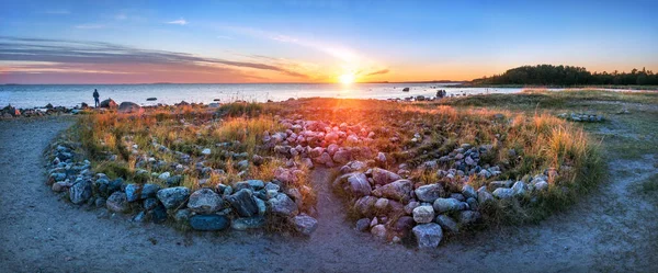 Grand Labyrinthe Pierres Sur Les Rives Mer Blanche Sur Les — Photo