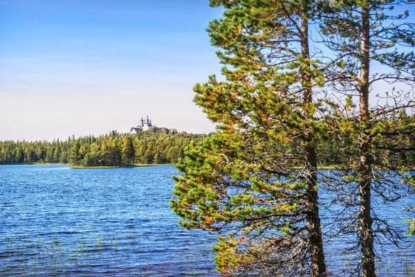 View Calvary Crucifixion Hermitage Anzer Island Solovetsky Islands Lake Calvary — Stock Photo, Image