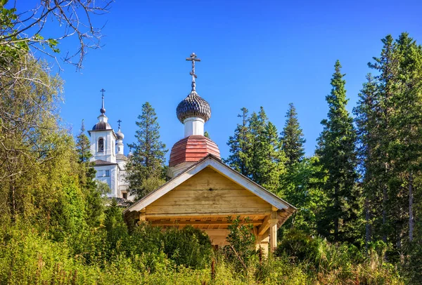 Calvary Crucifixion Skete Berg Anzer Island Solovetsky Eilanden Onder Een — Stockfoto