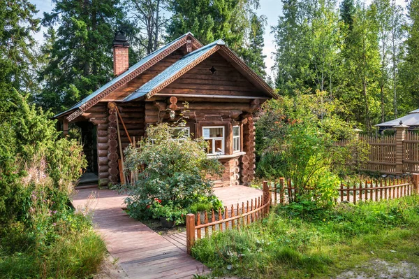 Wooden Gatekeeper House Botanical Garden Solovetsky Islands Greenery Plants Northern — Stock Photo, Image