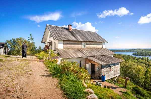 Monk Refectory Calvary Crucifixion Hermitage Mountain Anzer Island Solovetsky Islands — Stock Photo, Image