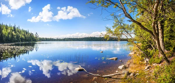 Landscape Overlooking Beautiful Northern Lake Reflections Anzer Island Solovetsky Islands — Stock Photo, Image