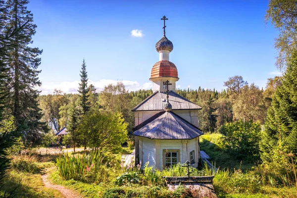 Temple Calvary Crucifixion Skete Mountain Anzer Island Solovetsky Islands Pod — Zdjęcie stockowe