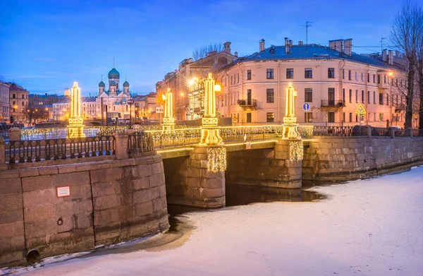 Kostel Isidorovskaya Most Pikalov Petrohradě Pod Modrým Zimním — Stock fotografie