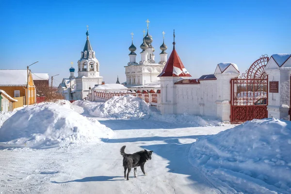 Uppståndelse Kloster Murom Vinter Snöig Solig Dag Och Svart Gör — Stockfoto