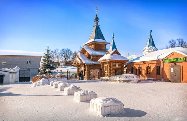 Kapelle Petrus Und Fevronia Dreifaltigkeitskloster Murom Licht Einer Schneebedeckten Frostigen — Stockfoto