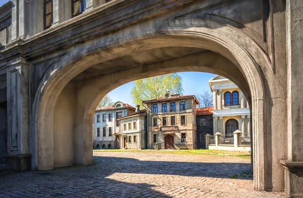 Replica Old Houses Church City Street Territory Museum Mosfilm Film — Stock Photo, Image