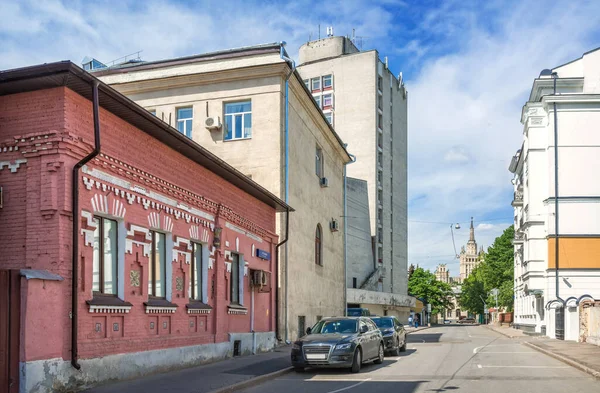 Maisons Anciennes Khlebny Lane Moscou Sur Une Ensoleillée Été — Photo