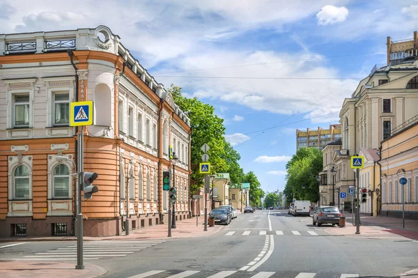Oude Gebouwen Bolsjaja Nikitskaja Straat Moskou Een Zomer Zonnige — Stockfoto