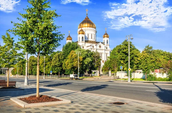 夏日阳光明媚的早晨 救世主基督座堂在莫斯科的堤岸上 — 图库照片