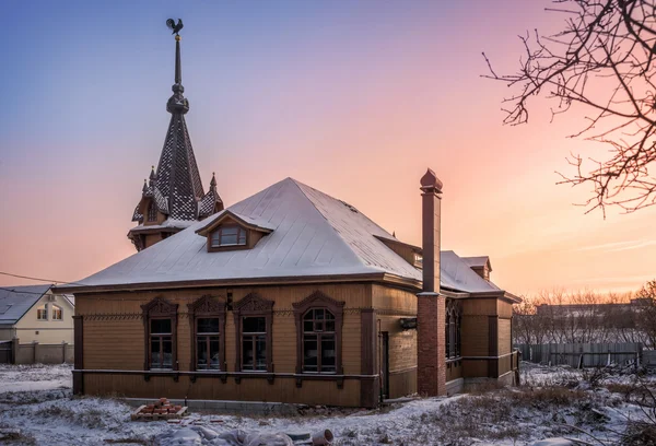 House-modern with a cockerel on the spire — Stock Photo, Image