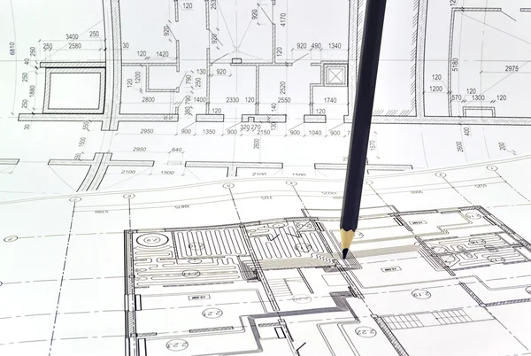 Tekening van een plattegrond van het gebouw — Stockfoto