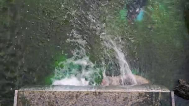 Water Cascade Top View Waterfall Spray Falls Small Body Water — Stock Video