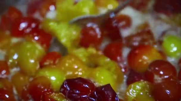Hacer Mermelada Mermelada Frutas Cocine Ciruelas Azúcar Postre Primer Plano — Vídeos de Stock
