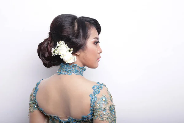 Gaya Rambut Indonesia Wanita Menikah Tradisional Pernikahan Rambut Tradisional Indonesia — Stok Foto