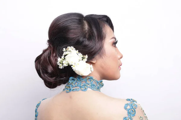 ヘアスタイルインドネシアの女性結婚式の伝統 髪結婚式の伝統的なインドネシア — ストック写真