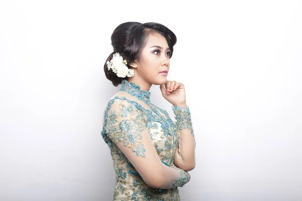 Hair Style Indonesia Woman Wedding Traditional Hair Wedding Traditional Indonesia — Stock Photo, Image