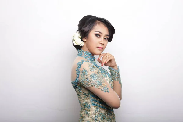Fryzura Indonezja Kobieta Ślub Tradycyjny Włosy Ślub Tradycyjny Indonezja — Zdjęcie stockowe