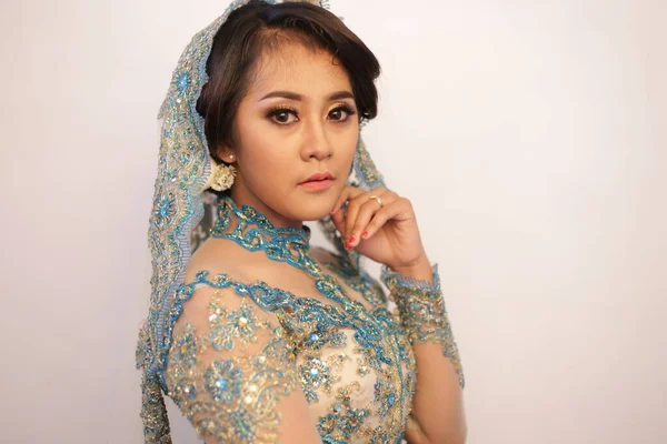 Portré Indonézia Szépség Segítségével Kebaya Divat Hagyományos Szépség Indonézia Portré — Stock Fotó