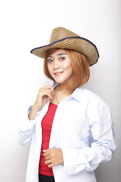 Cowboyhut Mädchen Das Mädchen Mit Dem Cowboyhut — Stockfoto