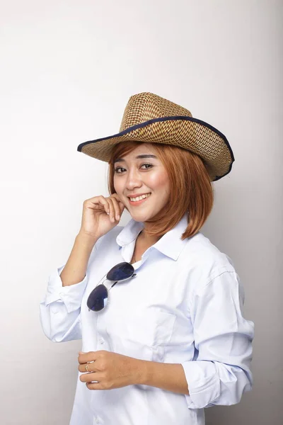 Cowboyhut Mädchen Das Mädchen Mit Dem Cowboyhut — Stockfoto