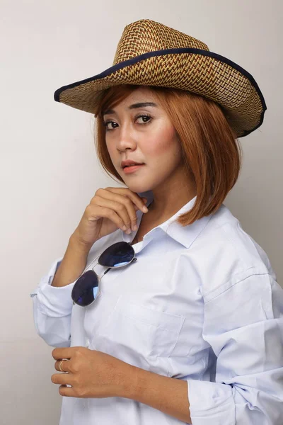 Cappello Cowboy Ragazza Col Cappello Cowboy — Foto Stock