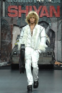 Moscow Fashion Week in Gostiny Dvor. Russian star Sergei Zverev in the white suit at the fashion show of fashion designer Ilya Shiyan, MOSCOW, RUSSIA