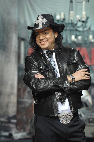 Moscow Fashion Week in Gostiny Dvor. Russian singer Philipp Kirkorov on the runway in the fashion show of fashion designer Ilya Shiyan, MOSCOW, RUSSIA