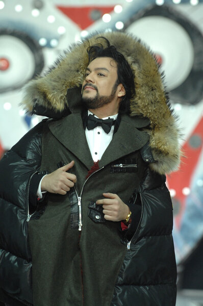Moscow Fashion Week in Gostiny Dvor. Russian singer and actor Philipp Kirkorov on the runway in the fashion show by famous Russian designer Iliya Shiyan