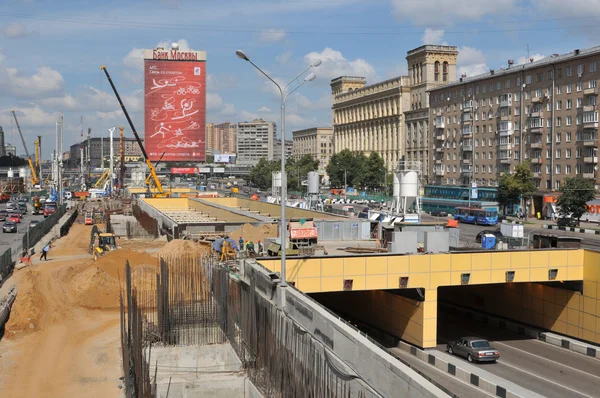 Reconstrucción de la carretera de Leningrado, vista del "proyecto hidrológico", MOSCÚ, RUSIA —  Fotos de Stock