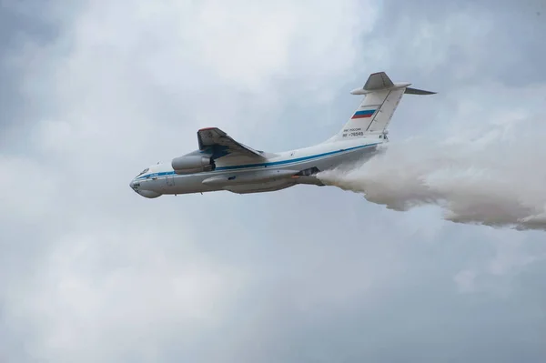 Fondo Militar Alabino Moscow Oblast Rusia Agosto 2017 Fuego Aviones — Foto de Stock