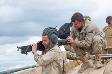 ASKERİ ALABINO, MOSCOW OBLAST, RUSSIA - 24 Ağustos 2017: Rus tankerleri AGS 
