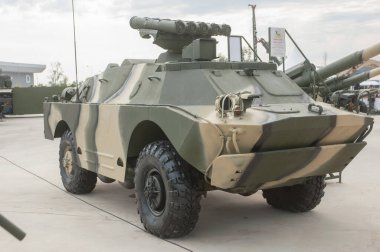 ALABINO, MOSCOW OBLAST, RUSSIA - 22 Ağustos 2017: Sovyet savaş aracı tanksavar kompleksi 