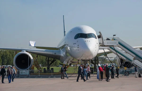 Жуковский Россия Августа 2019 Года Широкофюзеляжный Пассажирский Самолет Airbus A350 — стоковое фото