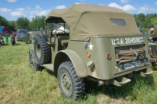 Retro car Dodge WC-57 Command Car at the 3rd international meeting of "Engines of war" near the city Chernogolovka, Moscow region, rear view Royalty Free Stock Photos