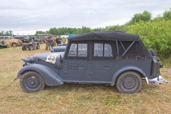 German retro car Tatra 57K, side view, 3rd international meeting "Engines of war" near the city Chernogolovka, Moscow region — Stock Photo, Image