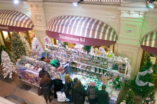 Christmas interior of the GUM, view from above, MOSCOW, RUSSIA — Stock Photo, Image