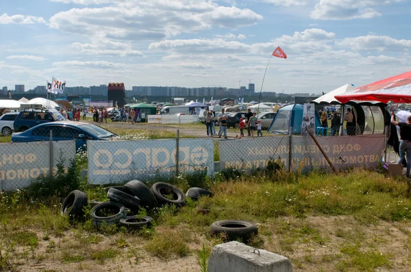 Aeródromo de Tushino, entrada para o show "Autoexotics " — Fotografia de Stock