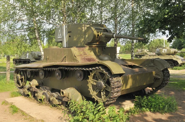 The tank Museum in suburban  Snegeri, Soviet light tank T-26 — Stock Photo, Image