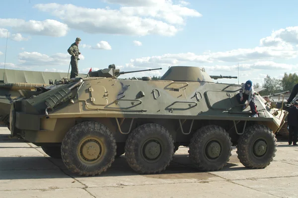 Soviet BTR-60PB at the site, Kubinka, side view, MOSCOW REGION, RUSSIA — Stock Photo, Image