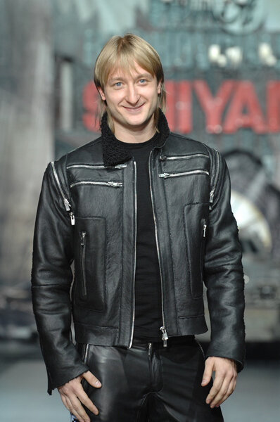 Russian figure skater Evgeni Plushenko in the fashion show of fashion designer Ilya Shiyan