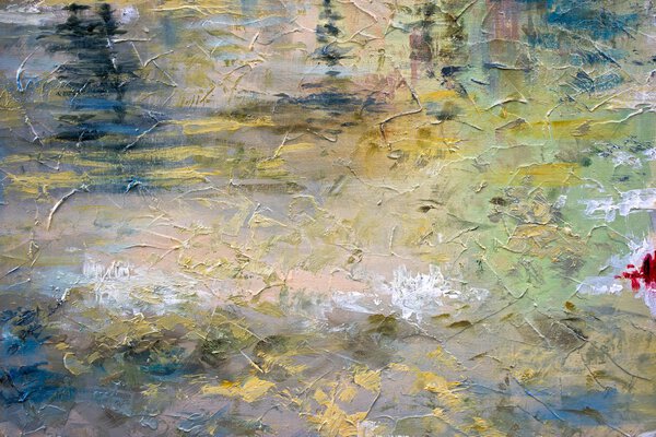 Цветные мазки маслом на холсте - раскрашенный вручную фон
