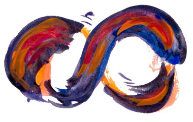 Grunge sonsuzluk sembolü. Beyaz arkaplanda izole edilmiş renkli suluboya el çizimi eps10 vektör illüstrasyonu.